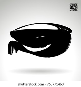 Black brush stroke and texture. Grunge vector abstract hand - painted element. Underline and border design.