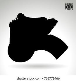 Black brush stroke and texture. Grunge vector abstract hand - painted element. Underline and border design.