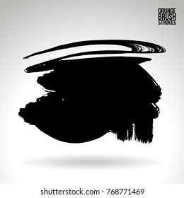 Black brush stroke and texture. Grunge vector abstract hand - painted element. Underline and border design.