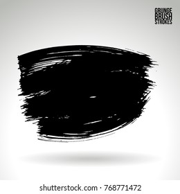 Black brush stroke and texture. Grunge vector abstract hand - painted element. Underline and border design.