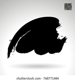 Black brush stroke and texture. Grunge vector abstract hand - painted element. Underline and border design.