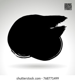 Black brush stroke and texture. Grunge vector abstract hand - painted element. Underline and border design.