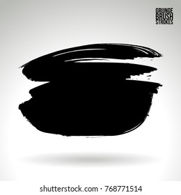 Black brush stroke and texture. Grunge vector abstract hand - painted element. Underline and border design.