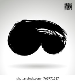 Black brush stroke and texture. Grunge vector abstract hand - painted element. Underline and border design.