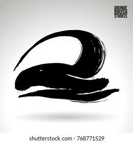 Black brush stroke and texture. Grunge vector abstract hand - painted element. Underline and border design.