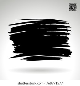 Black brush stroke and texture. Grunge vector abstract hand - painted element. Underline and border design.