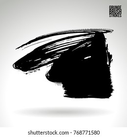 Black brush stroke and texture. Grunge vector abstract hand - painted element. Underline and border design.