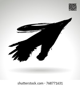 Black brush stroke and texture. Grunge vector abstract hand - painted element. Underline and border design.
