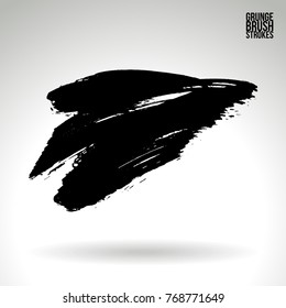 Black brush stroke and texture. Grunge vector abstract hand - painted element. Underline and border design.
