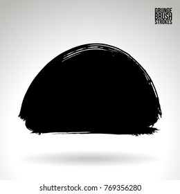 Black brush stroke and texture. Grunge vector abstract hand - painted element. Underline and border design.