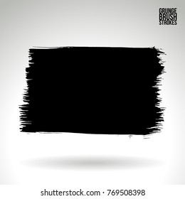 Black brush stroke and texture. Grunge vector abstract hand - painted element. Underline and border design.