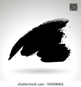 Black brush stroke and texture. Grunge vector abstract hand - painted element. Underline and border design.