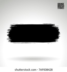 Black brush stroke and texture. Grunge vector abstract hand - painted element. Underline and border design.