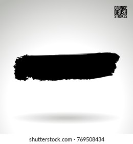 Black brush stroke and texture. Grunge vector abstract hand - painted element. Underline and border design.