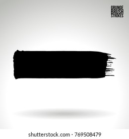 Black brush stroke and texture. Grunge vector abstract hand - painted element. Underline and border design.