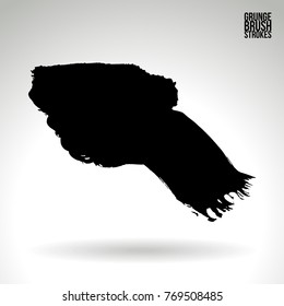 Black brush stroke and texture. Grunge vector abstract hand - painted element. Underline and border design.
