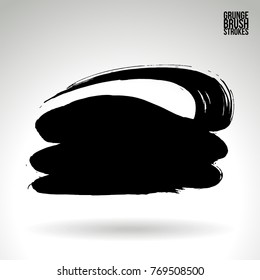 Black brush stroke and texture. Grunge vector abstract hand - painted element. Underline and border design.