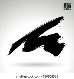 Black brush stroke and texture. Grunge vector abstract hand - painted element. Underline and border design.
