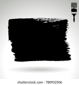 Black brush stroke and texture. Grunge vector abstract hand - painted element. Underline and border design.