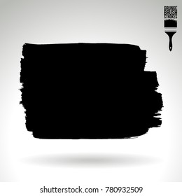Black brush stroke and texture. Grunge vector abstract hand - painted element. Underline and border design.
