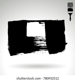 Black brush stroke and texture. Grunge vector abstract hand - painted element. Underline and border design.