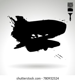 Black brush stroke and texture. Grunge vector abstract hand - painted element. Underline and border design.