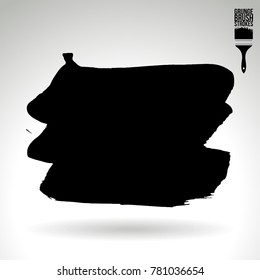 Black brush stroke and texture. Grunge vector abstract hand - painted element. Underline and border design.