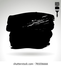 Black brush stroke and texture. Grunge vector abstract hand - painted element. Underline and border design.