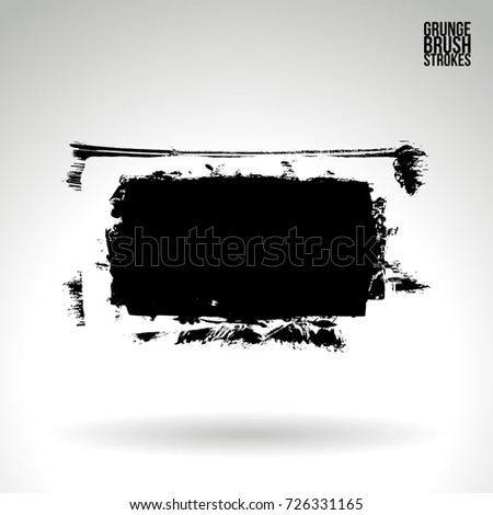 Black brush stroke and texture. Grunge vector abstract hand - painted element. Underline and border design.