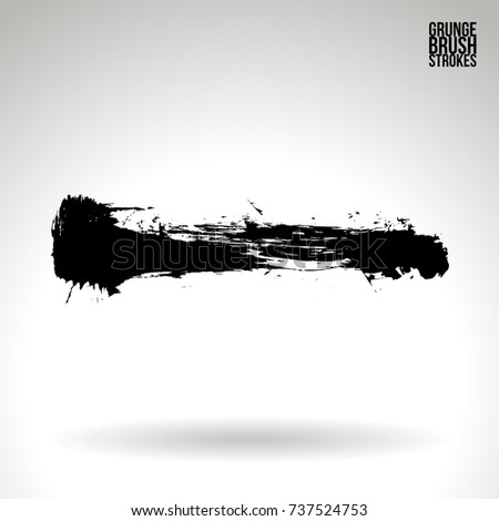 Black brush stroke and texture. Grunge vector abstract hand - painted element. Underline and border design.