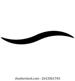 Black brush stroke wave curve curved calligraphic line strip