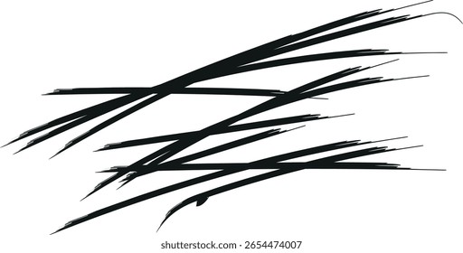 Black brush strokes create a dynamic abstract composition on a transparent background offering bold texture and a contemporary artistic feel.