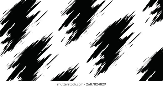 Las pinceladas negras crean un patrón dinámico sobre un fondo blanco.