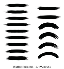 Black brush strokes for design and graphics isolated on white background icon