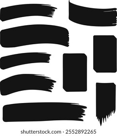 Black brush strokes of different shapes vector
