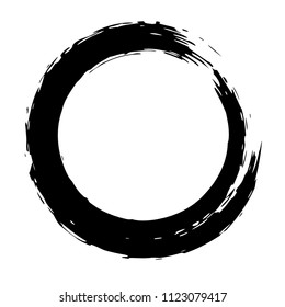 Black brush strokes in the form of a circle. Design element for poster, card, sign, banner. Vector image