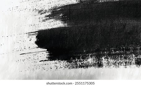 Traçados de pincel preto. Grunge preto e branco padrão sem emenda. Fundo grunge irregular angustiado. Textura de traçados de pincel. Fundo abstrato preto e branco.	