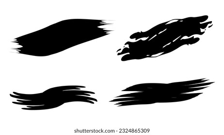 Black brush strokes, hand drawn paintbrush set black vector