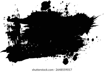 Coups de pinceau noirs et gouttes d'encre sur toile blanche