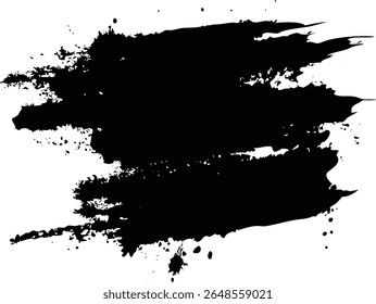 Coups de pinceau noirs et gouttes d'encre sur toile blanche