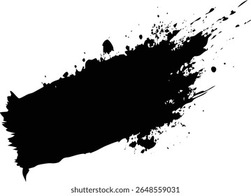 Coups de pinceau noirs et gouttes d'encre sur toile blanche