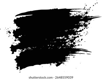Coups de pinceau noirs et gouttes d'encre sur toile blanche