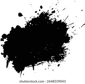 Coups de pinceau noirs et gouttes d'encre sur toile blanche