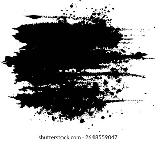 Coups de pinceau noirs et gouttes d'encre sur toile blanche