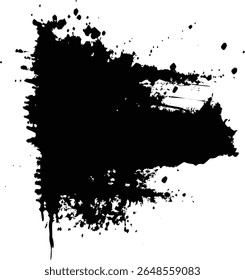 Traçados de pincel preto e gotas de tinta em tela branca