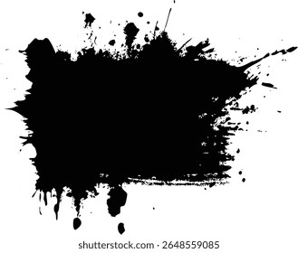 Coups de pinceau noirs et gouttes d'encre sur toile blanche
