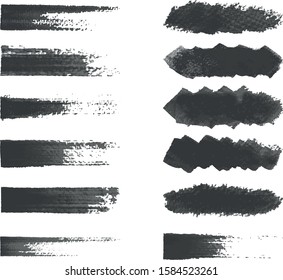 Black brush strokes isolated on white background