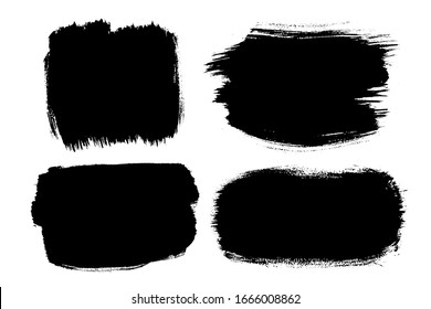 Black brush strokes isolated on white. Ink splatter. Paint droplets. Digitally generated image. Set vector design elements, illustration, EPS 10.