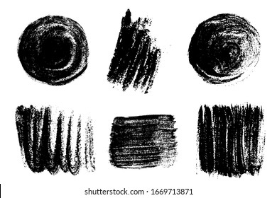 Pincel negro aislado en blanco. Plato de tinta. Pintar gotas. Imagen generada digitalmente. Establecer elementos de diseño vectorial, ilustración, EPS 10.