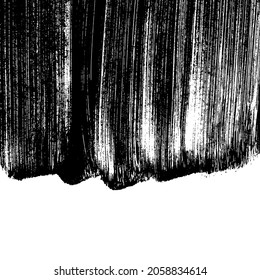 Black brush strokes isolated on white. Ink splatter. Paint droplets. Digitally generated image. Banner with space for text. Vector design elements, illustration, EPS 10.